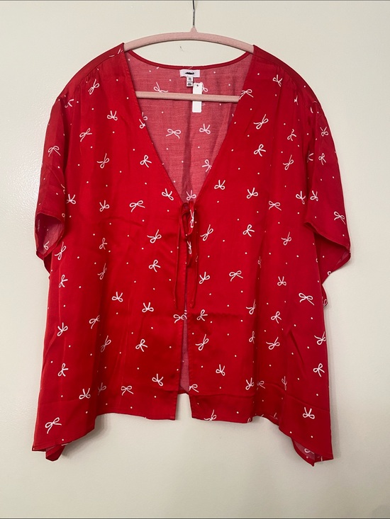 aerie Other - aerie Red Bow-Print Tie-Front Sleep Top